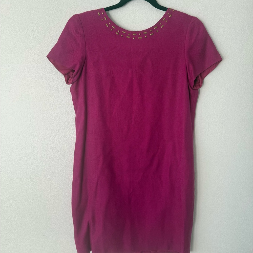 Liz Claiborne Magenta Sheath Dress with Studded Neckline